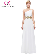 Grace Karin ein Schulter-weißes Abschlussball-Partei-Kleid-Chiffon- Abend-Kleid 8 Größe US 2 ~ 16 GK000094-1